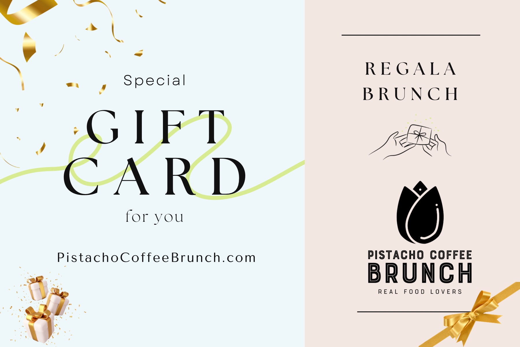 Tarjeta de Regalo - Gift Cards - Pistacho Coffee Brunch