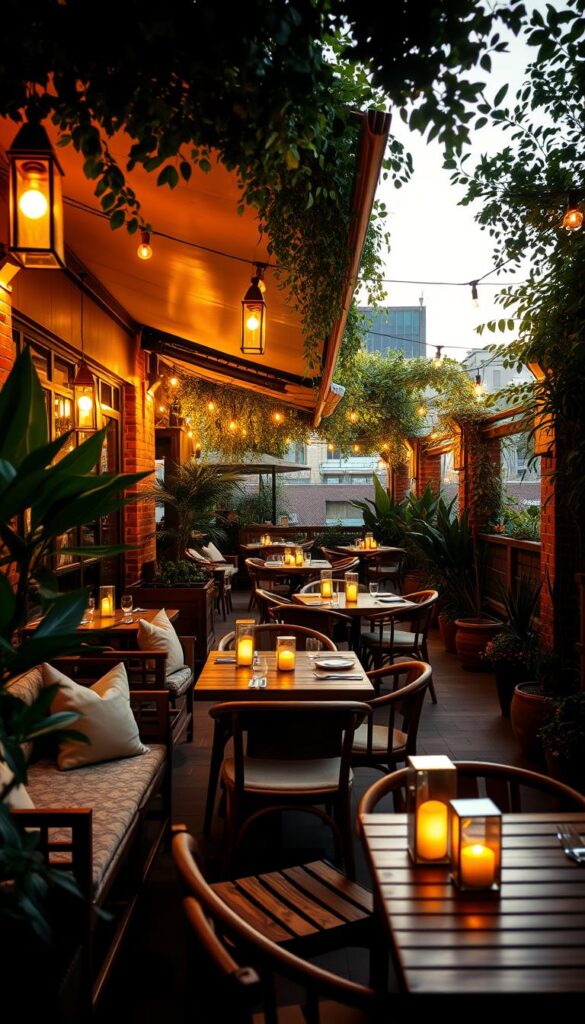 terraza acogedora en restaurante