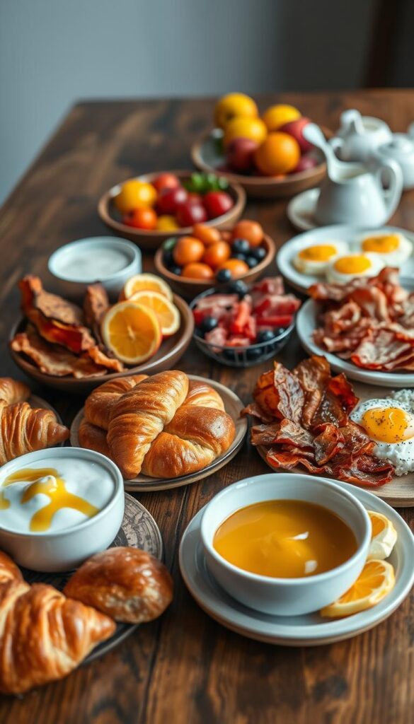variedad menu brunch dulces salados