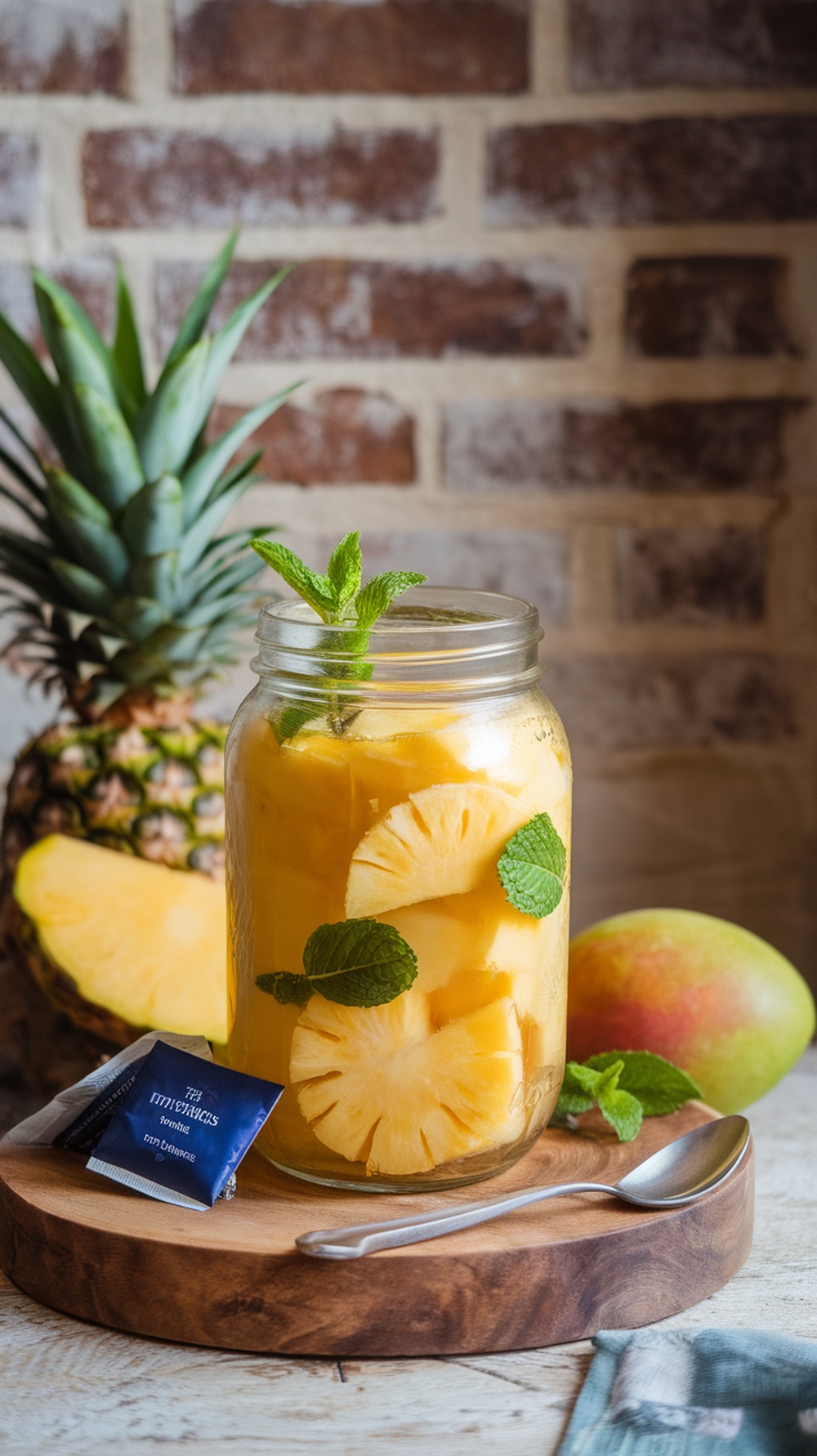 Infusión de té de frutas tropicales con piña y menta