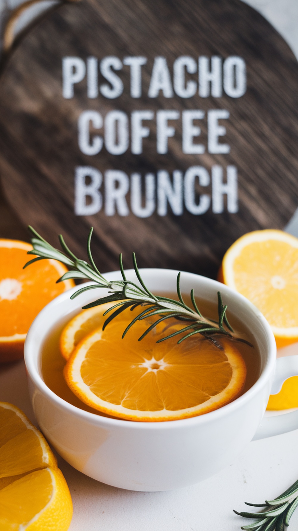 Infusión de té de cítricos con rodajas de naranja y romero